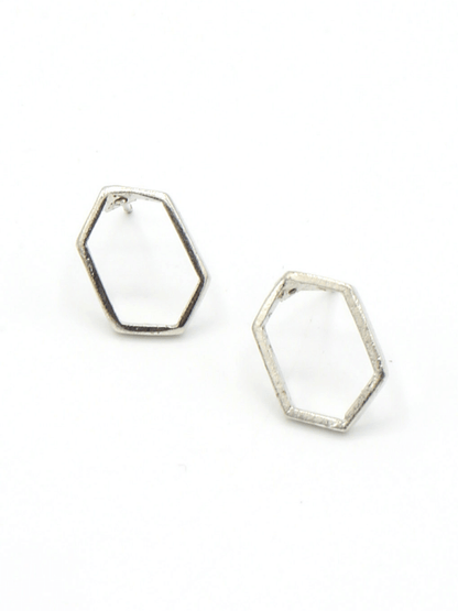 dainty hexagon earrings silver | Fair Anita