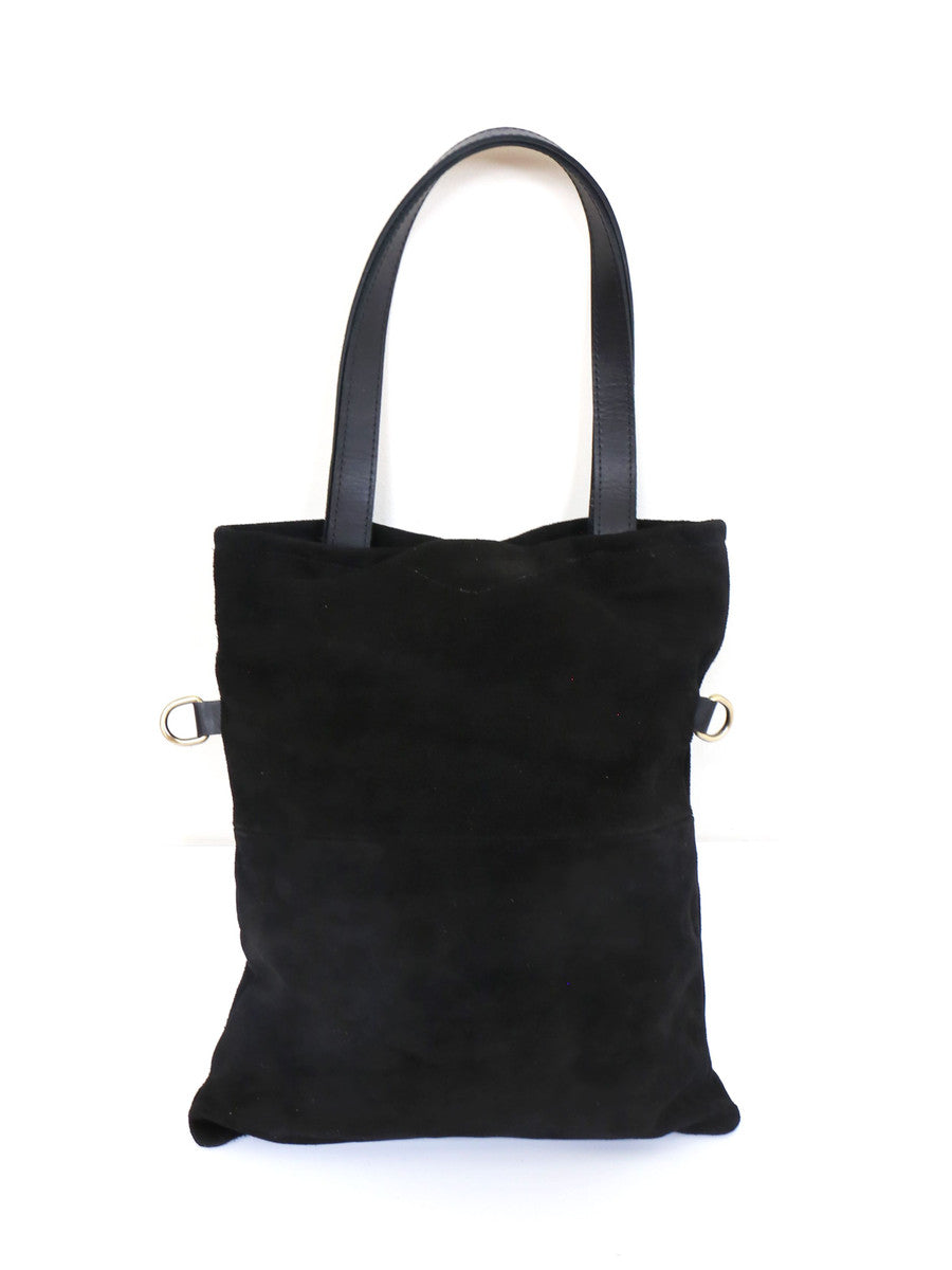 foldover crossbody bag ethically-made black suede | Fair Anita