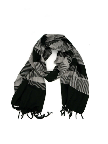 white patterned black scarf fair trade_Fair Anita