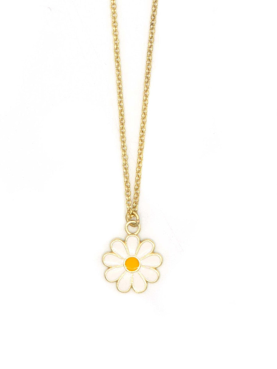 enameled white flower necklace ethically made | Fair Anita