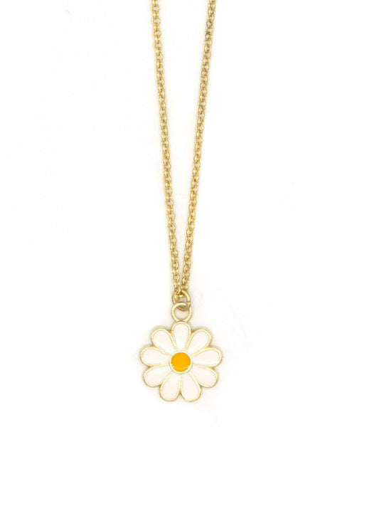 enameled white flower necklace ethically made | Fair Anita