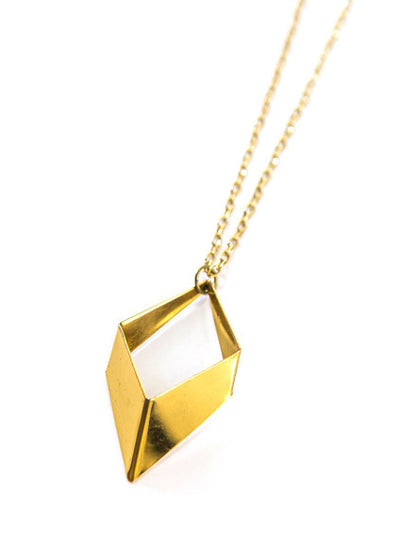 Geometric Rhombus Necklace - Brass