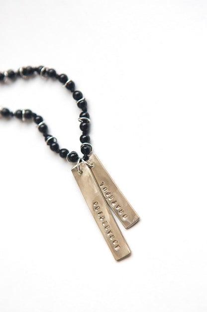 Grateful Stamped Onyx Necklace