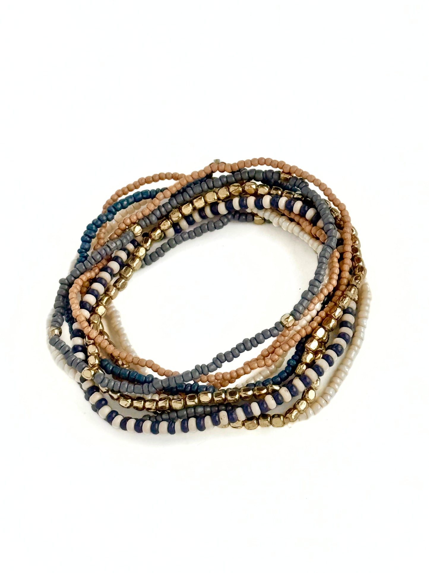 Grounded Seed Bead Elastic Bracelet Set