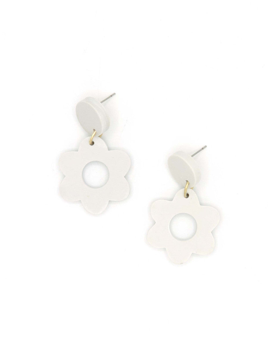 white clay simple flower earrings | Fair Anita