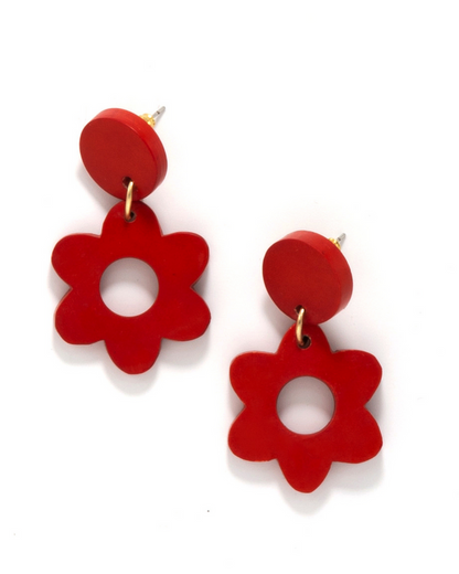 red clay simple flower earrings | Fair Anita