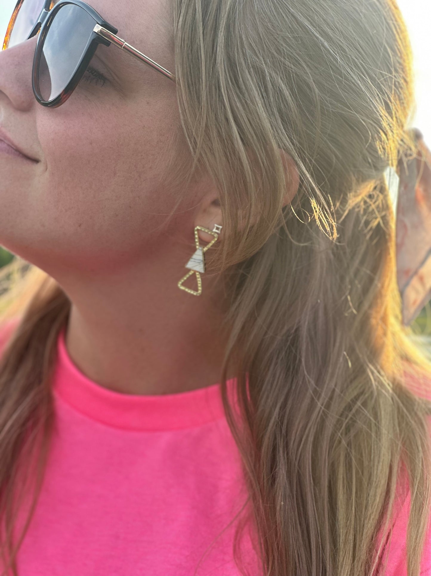 Triple Triangle Marbled Stud Earrings