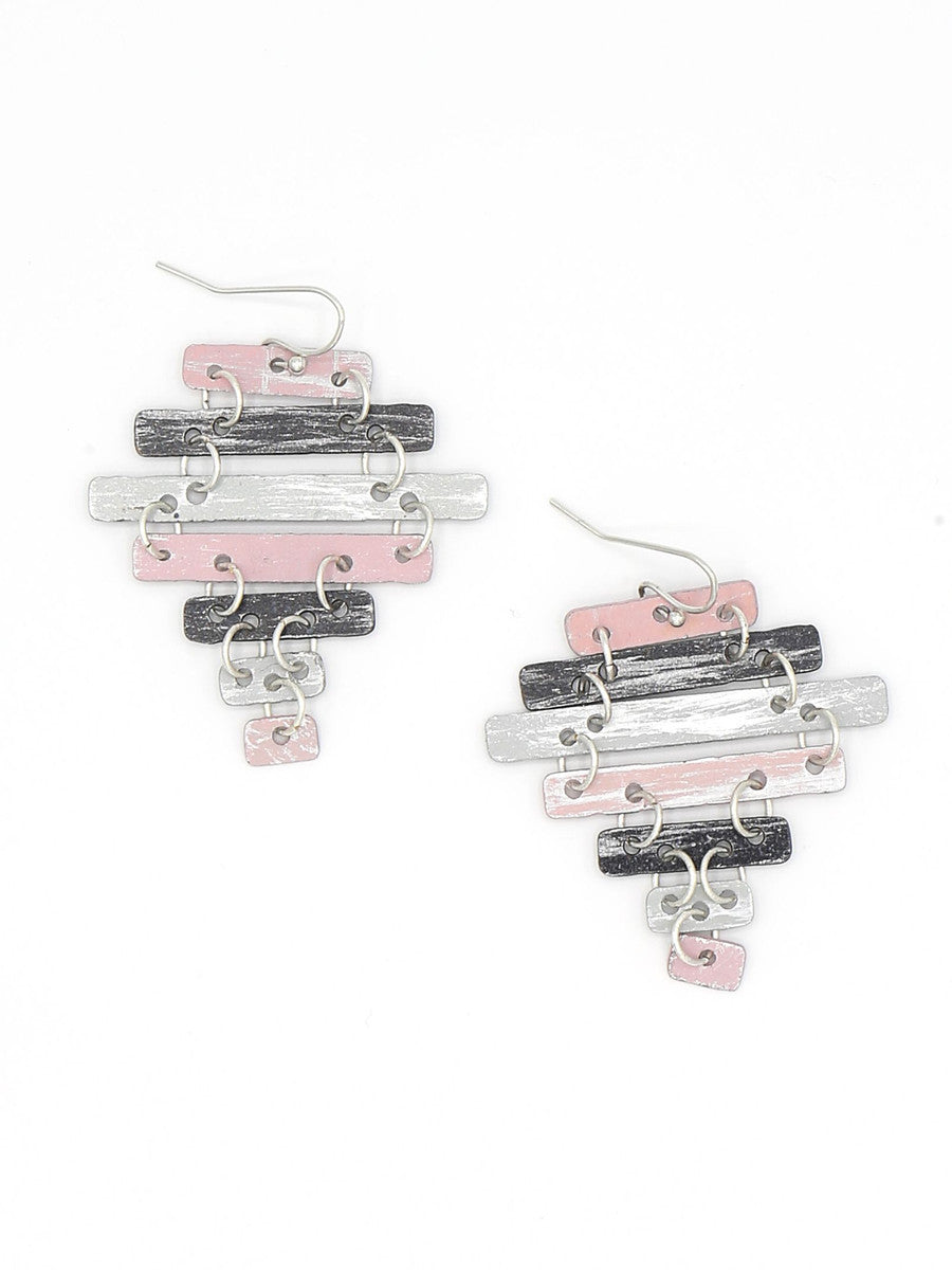Pink and silver rustic ladder earrings | Fair Anita