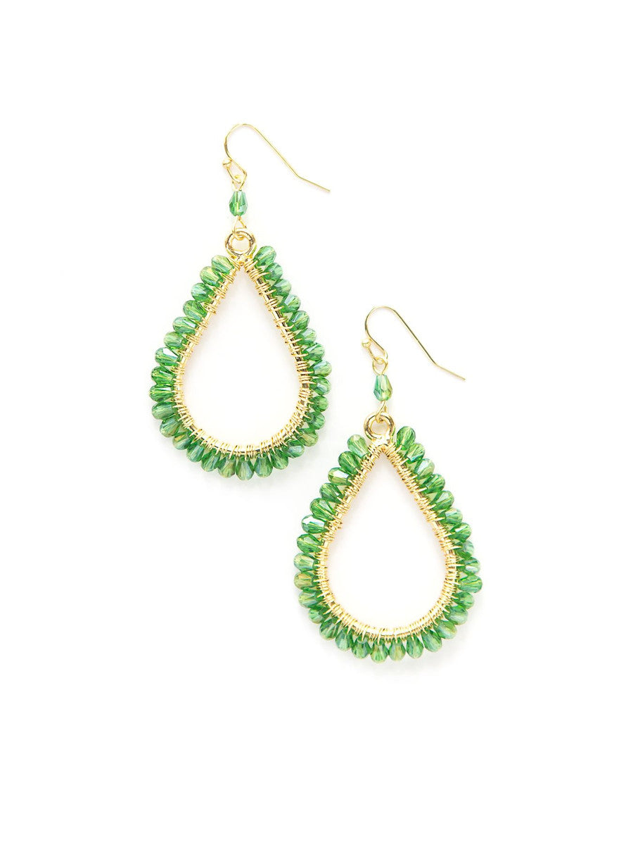 green beaded teardrop earrings | Fair Anita