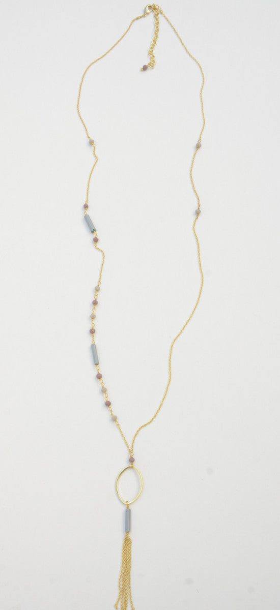 Lavender Loop Tassel Necklace