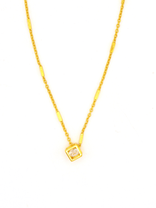 gold dainty necklace with cubic zirconia pendant | Fair Anita