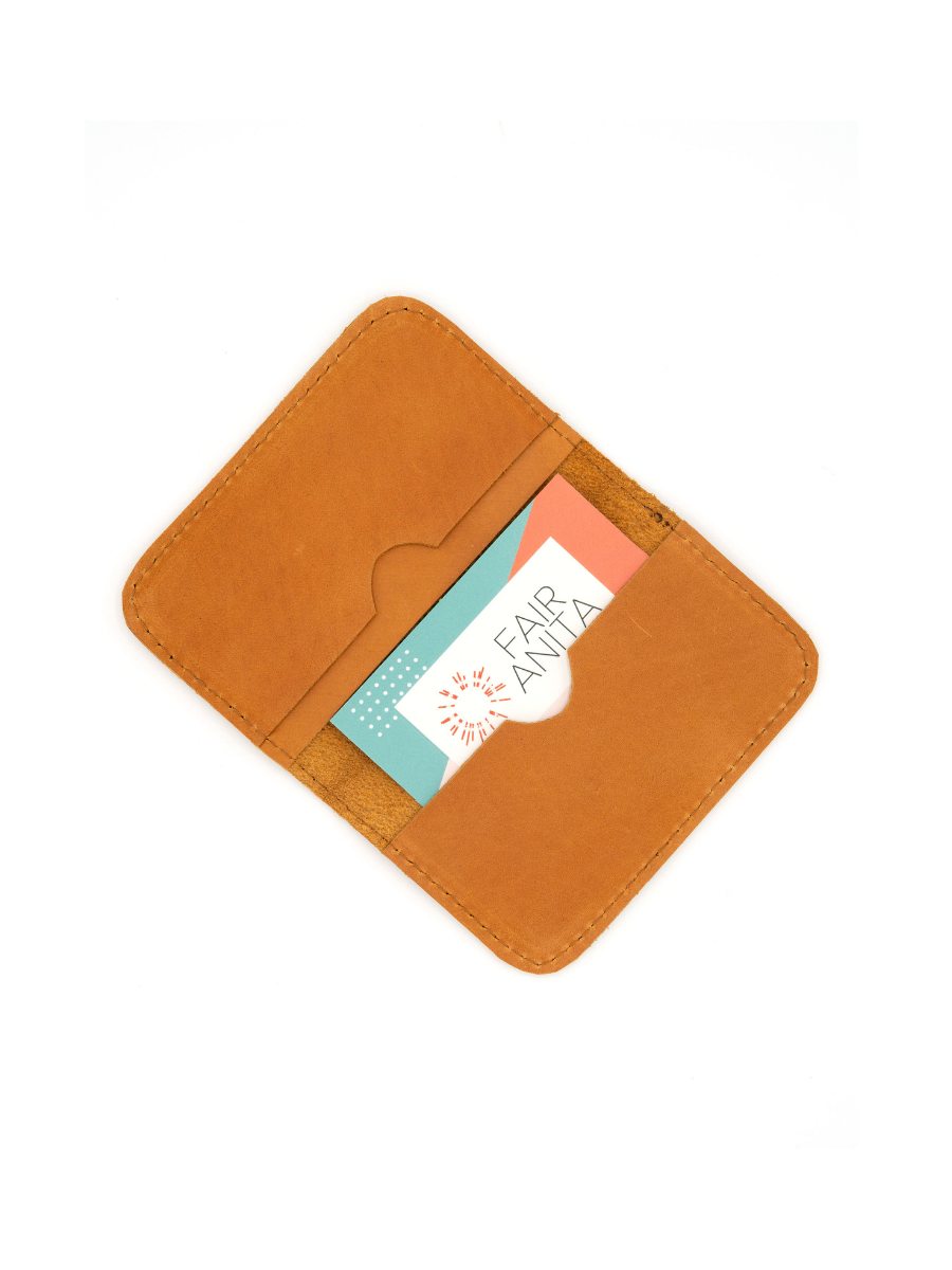 affordable sustainable brown leather pocket wallet | Fair Anita