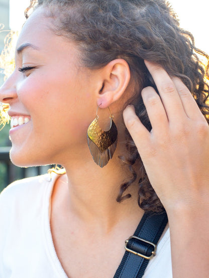 Metallic leather fair trade earrings | Fair Anita