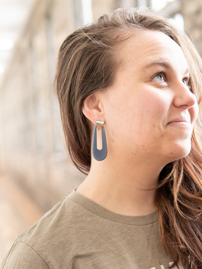 Modern Gray Resin oblong loop earrings | Fair Anita