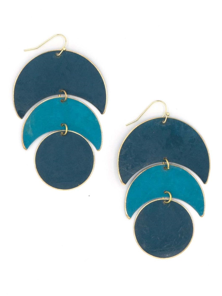 trendy dark mat blue sustainable statement earrings_Fair Anita