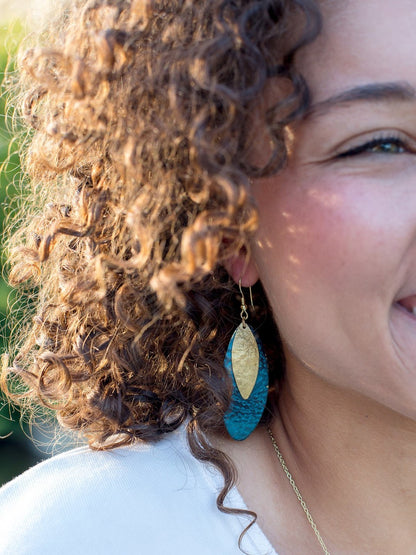Teal painted brass earrings | Fair Anita