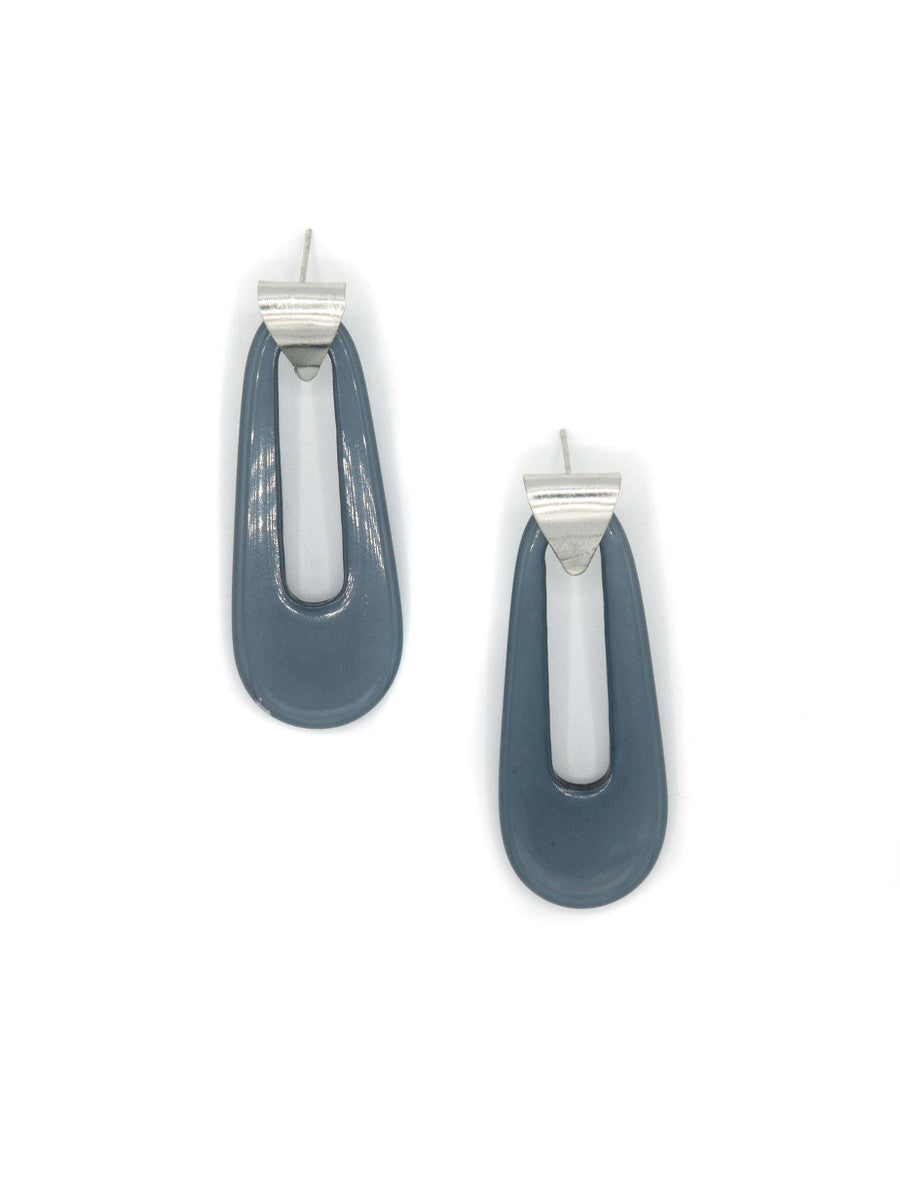 Modern Gray Resin oblong loop earrings | Fair Anita