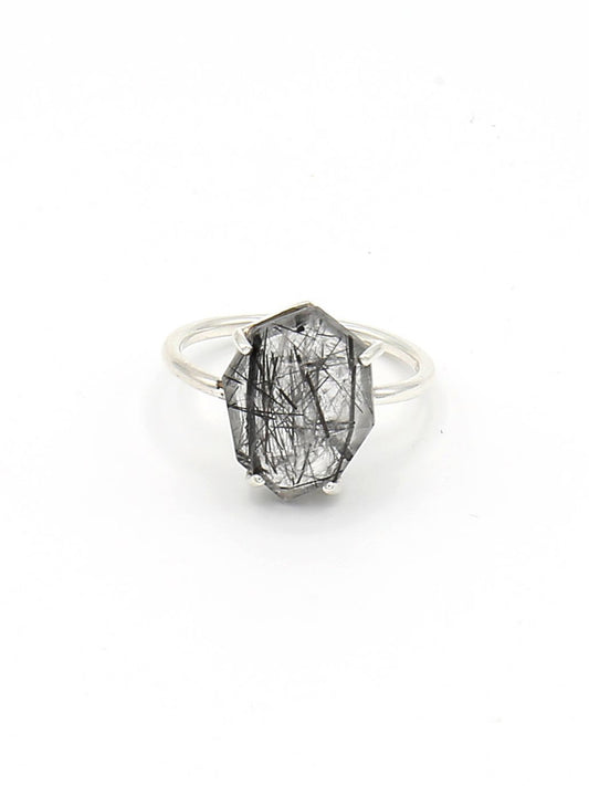 dainty sterling ring with large rutile stone | Fair Anita