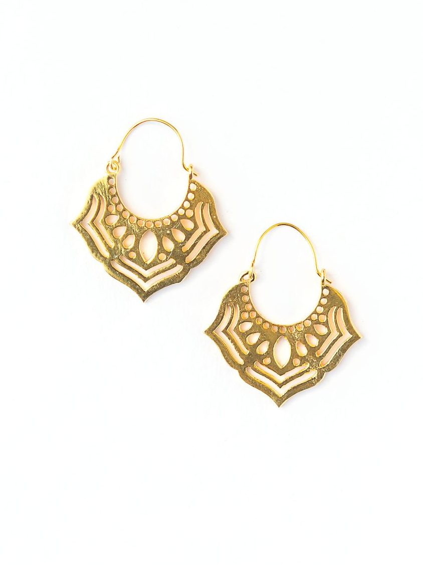 Brass flower hoop earrings | Fair Anita
