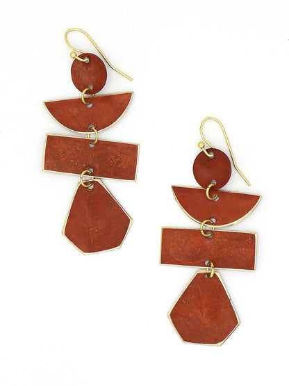 red geometric painted earrings | Fair Anita