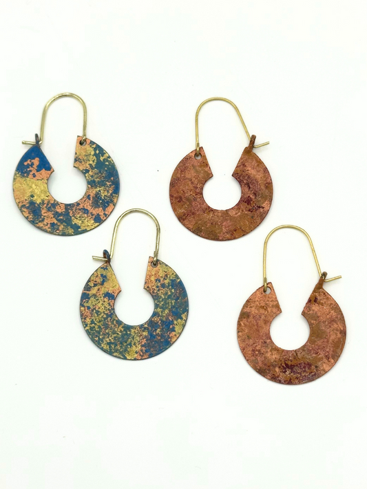 Patina Hammered Hoops