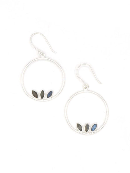 trendy silver labradorite loop earrings | Fair Anita
