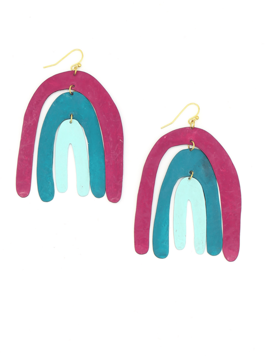 organic rainbow shape earrings colorful | Fair Anita