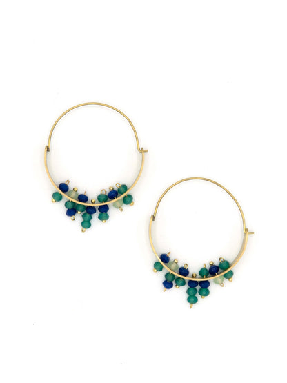 large brass hoops with teal beads | Fair Anita