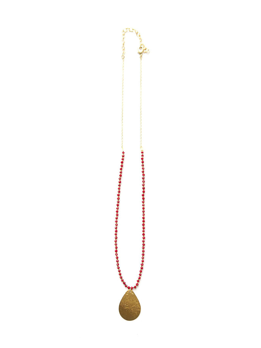 Red Beaded Pendant Necklace | Fair Anita