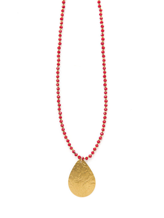 Red Beaded Pendant Necklace | Fair Anita