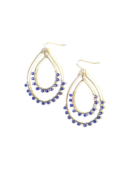 blue open teardrop sparkle earrings silver | Fair Anita