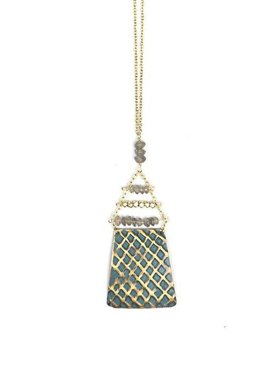 Blue painted brass fair trade necklace | Fair Anita