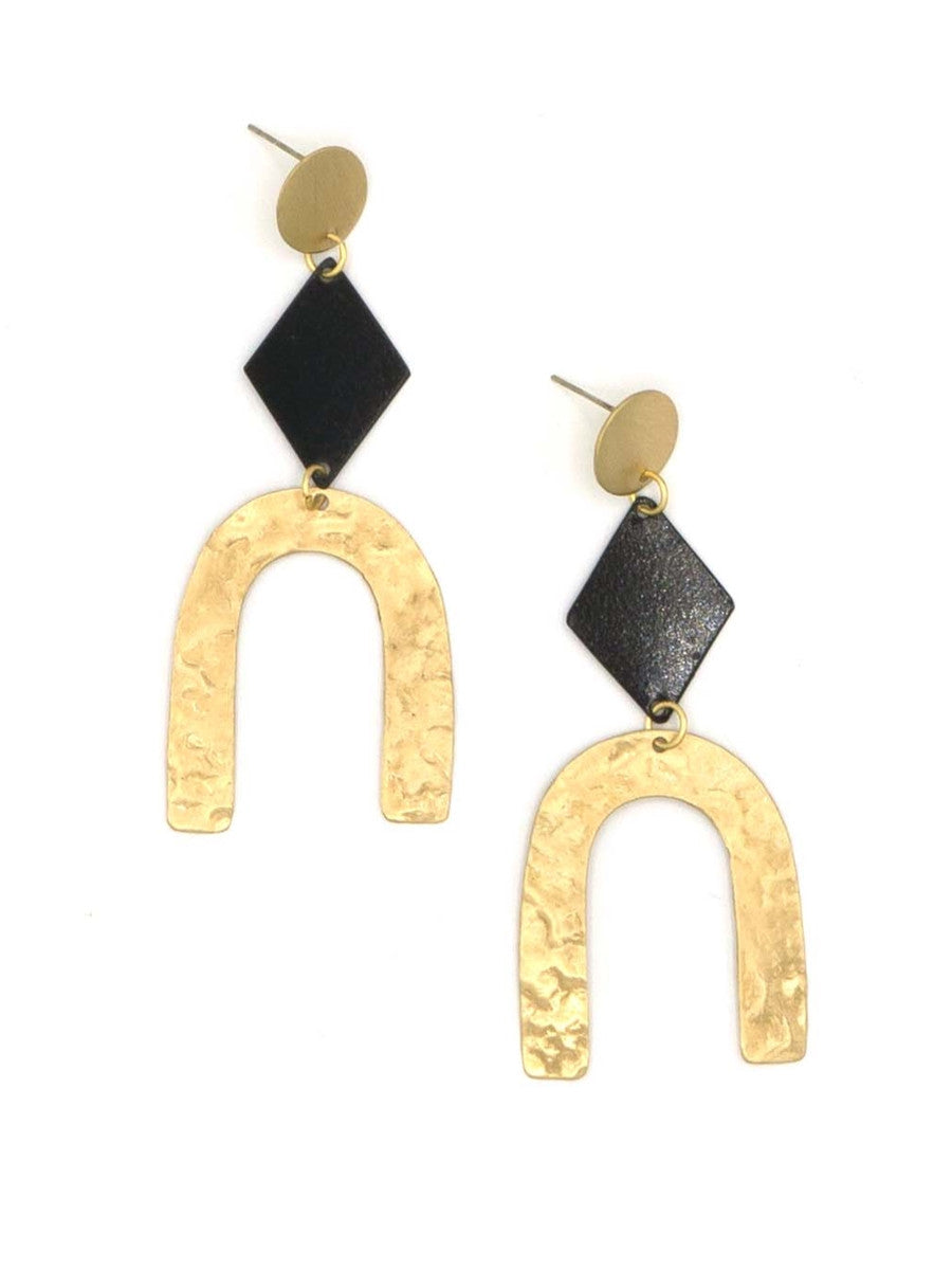 black and gold arch statement earrings_Fair Anita