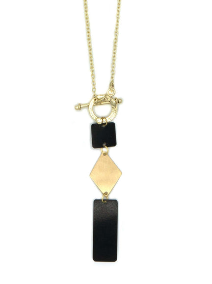 drop geometric black and brass necklace_Fair Anita