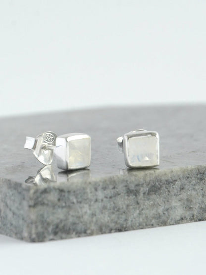 Square crystal silver stud earrings | Fair Anita