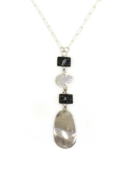 silver and black delicate long necklace fair trade | Fair Anita