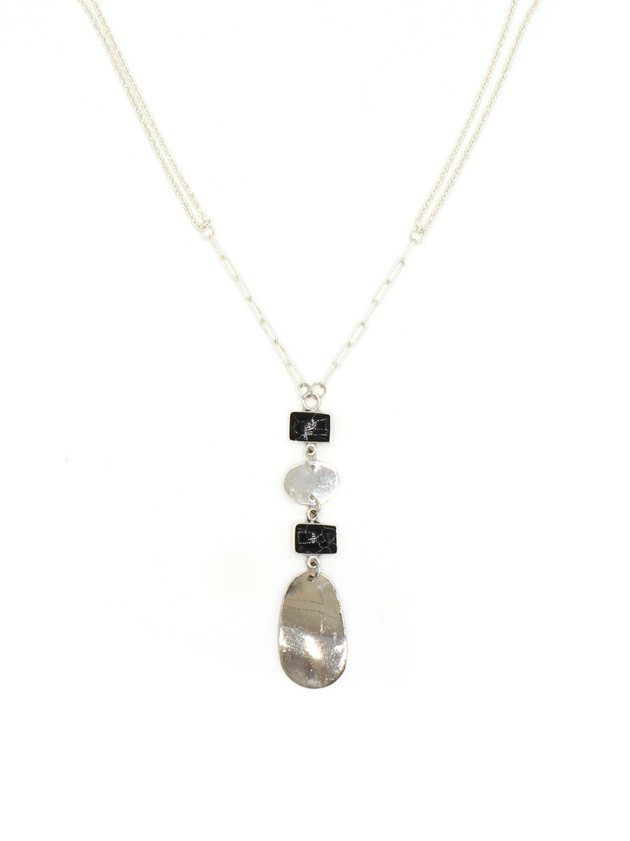 silver and black delicate long necklace fair trade | Fair Anita