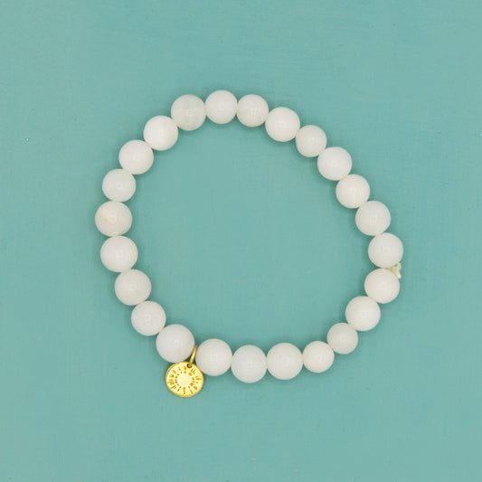 Stone Elastic Bracelet - White Agate