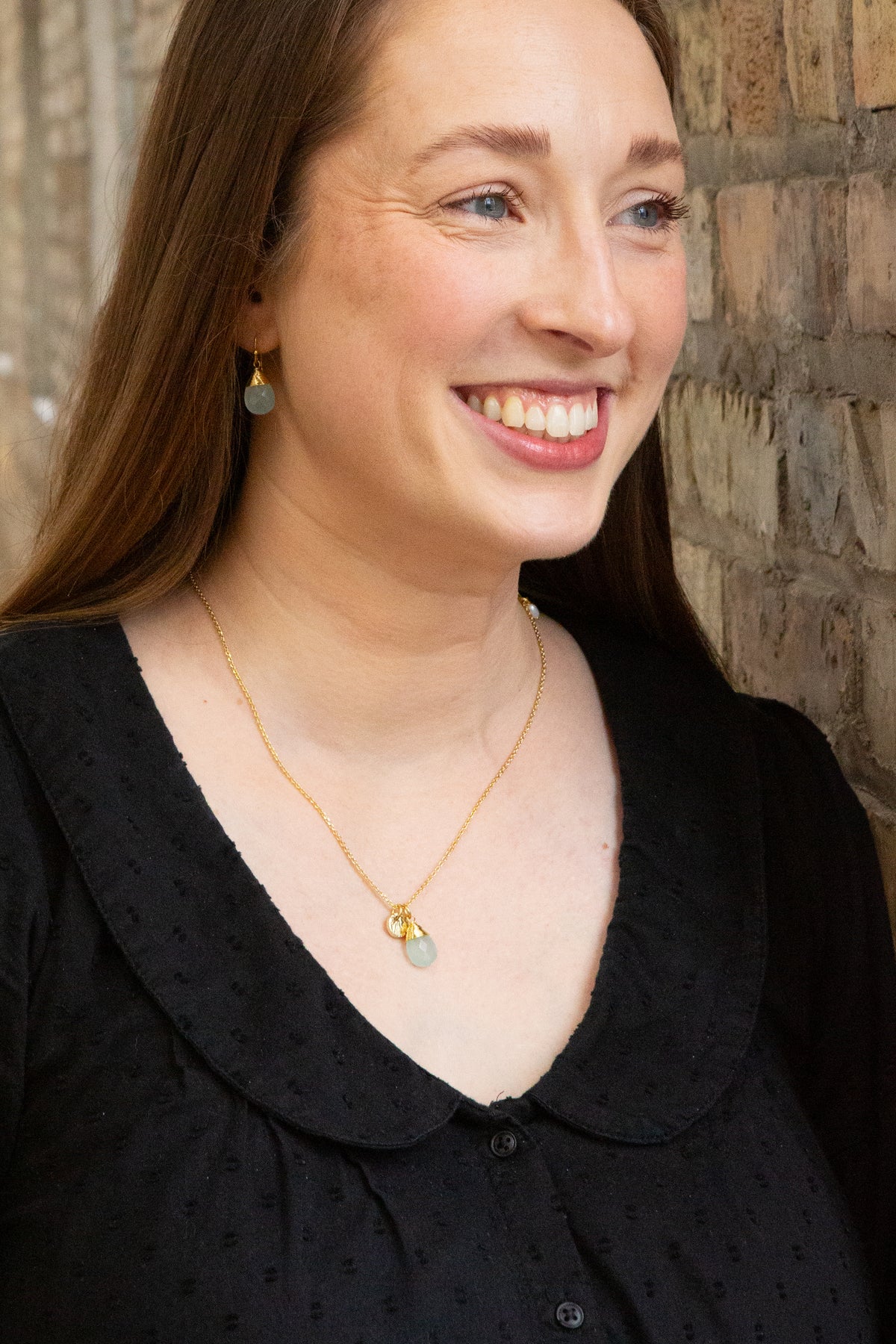 Aqua Chalcedony Drop Earrings