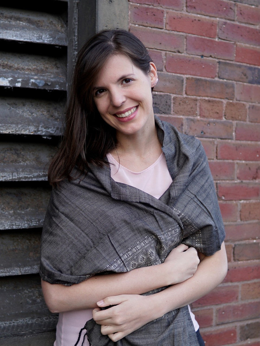 Grey patterned fair trade scarf | Fair Anita