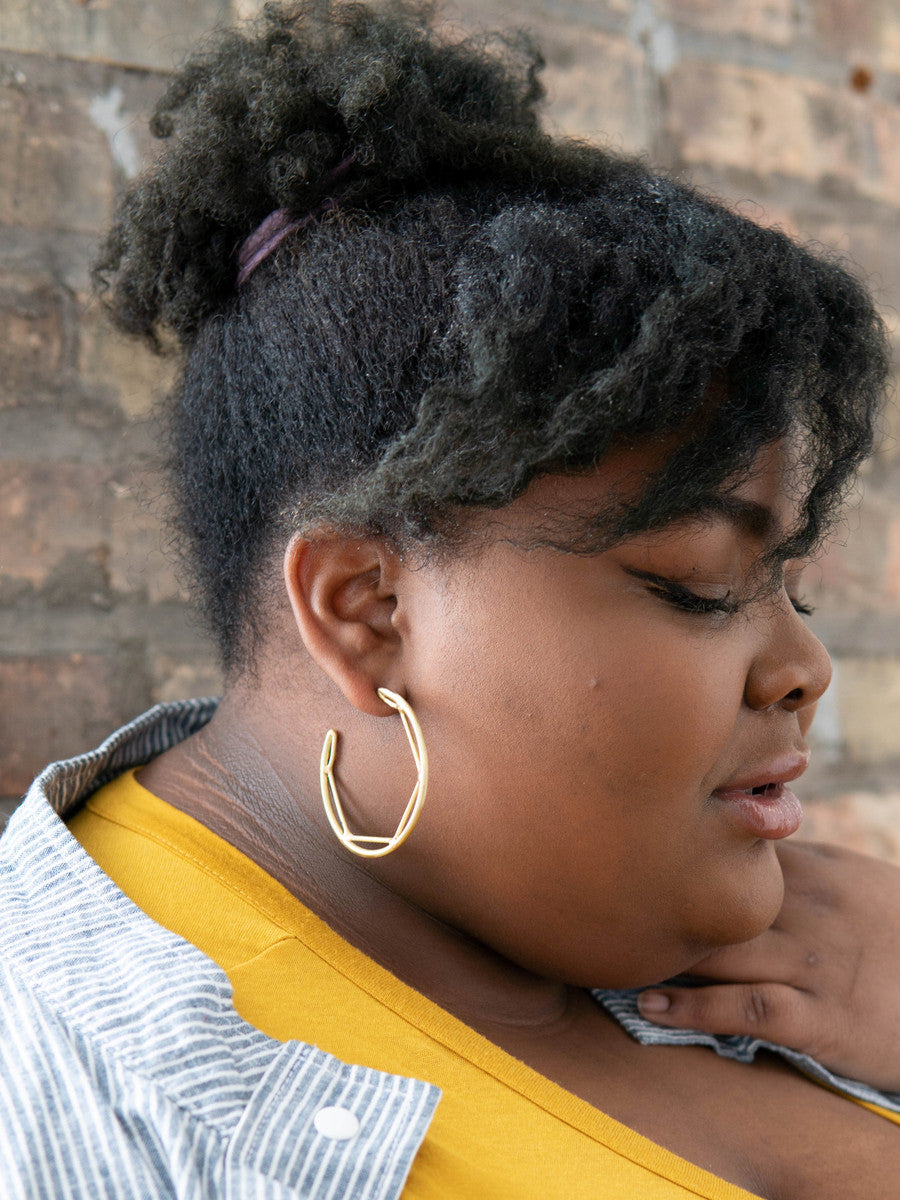 affordable + ethical hexagon statement hoops | Fair Anita