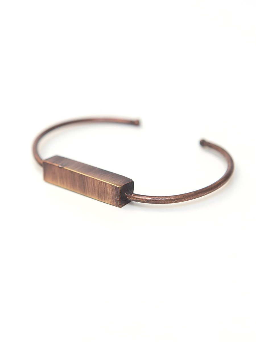 simple cuff with brushed copper metal brick | Fair Anita