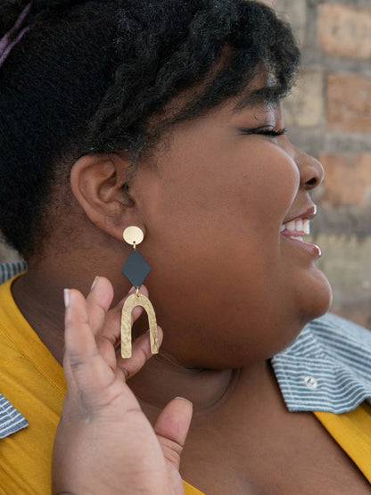 black and gold arch statement earrings_Fair Anita