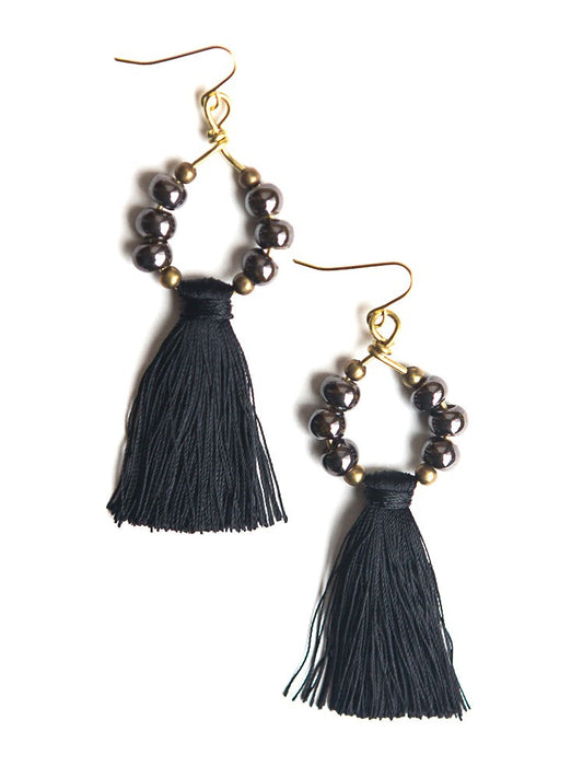 black tassel hoop earrings | Fair Anita