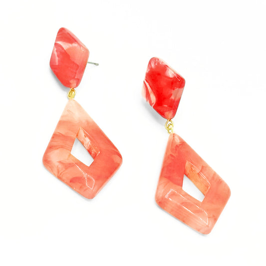 Coral Prism Resin Drop Earrings