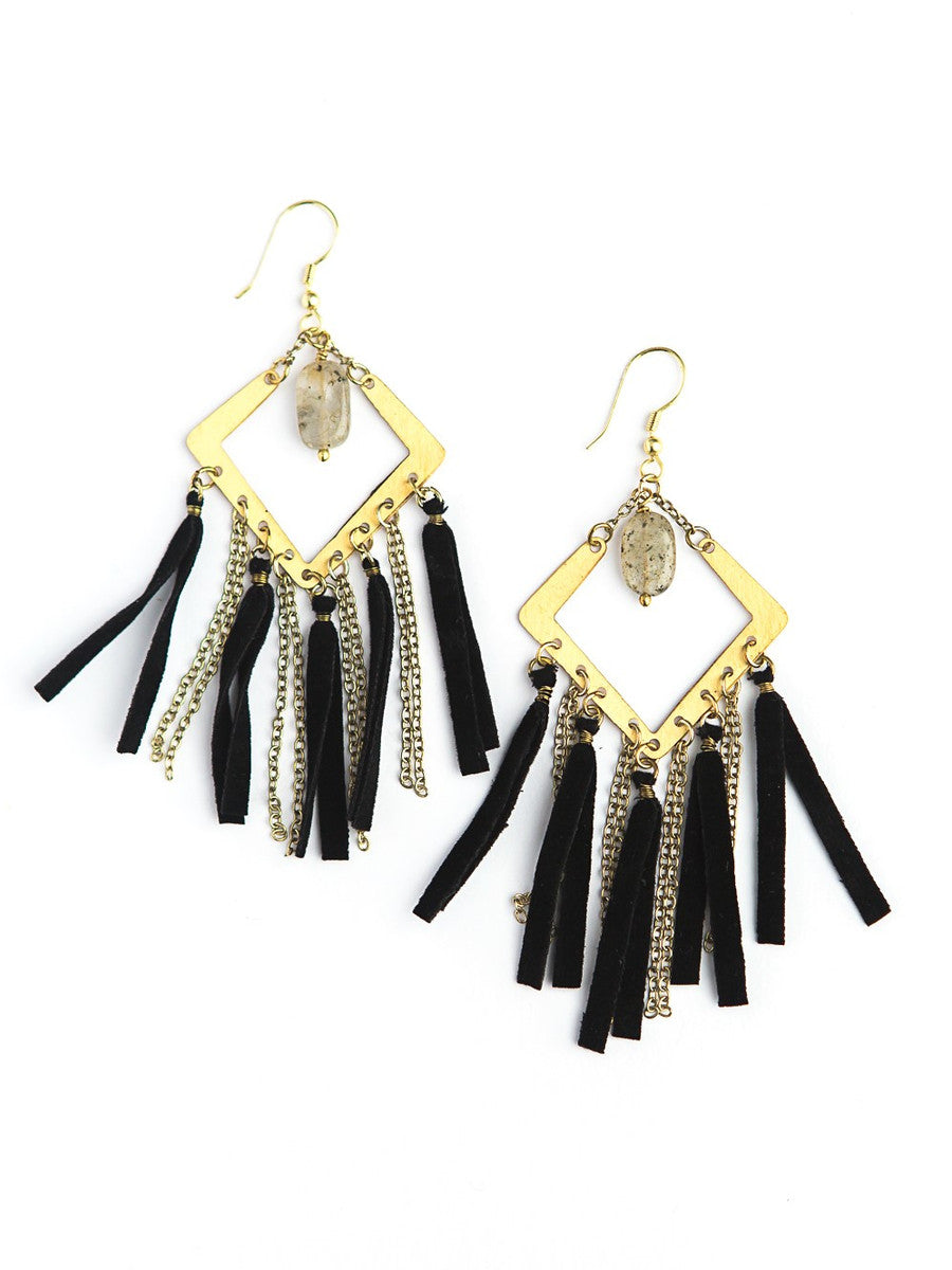 Black and chain statement earrings | Fair Anita