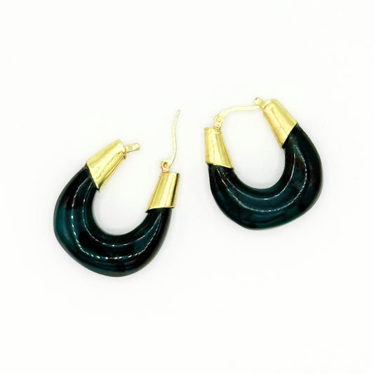 Deep Forest Resin Hoop Earrings