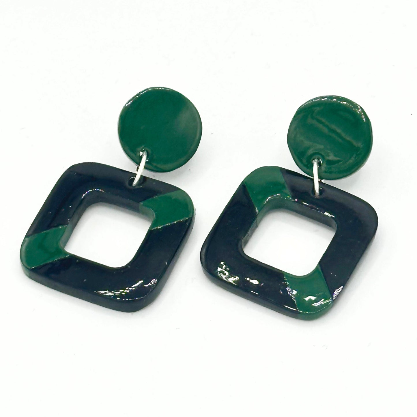 Check Box Horn Stud Earrings
