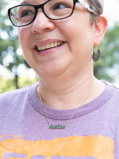 enameled justice word necklace | Fair Anita