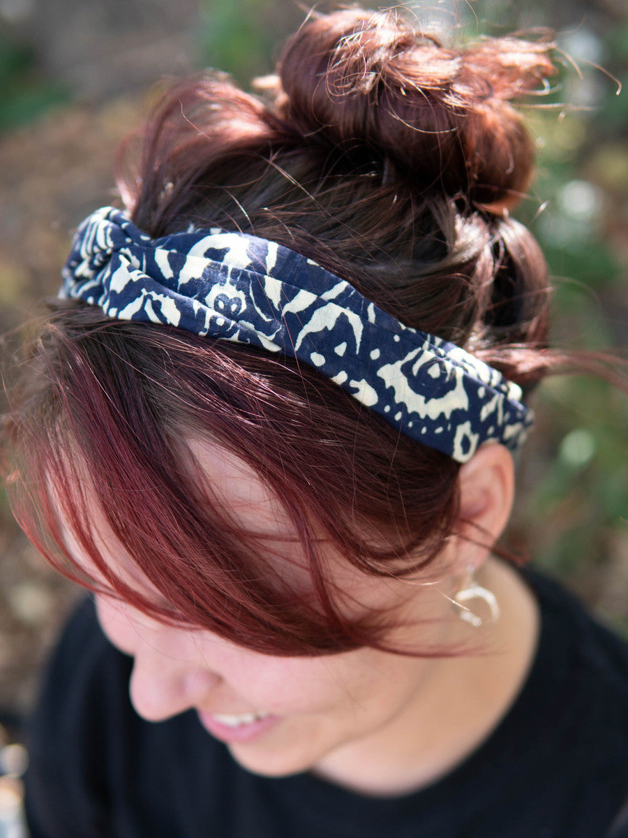 fair trade elastic knot headband blue | Fair Anita
